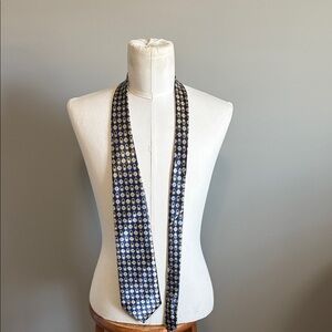 Versace - Blue and Gold Patterned Tie - Good Condition!!